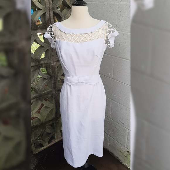 white wiggle dress